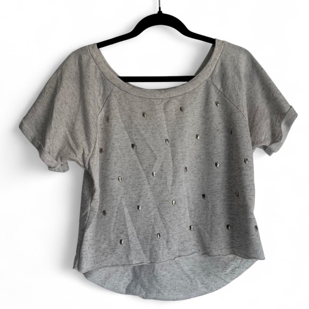 Vintage Gray Studded Skull Women's Top